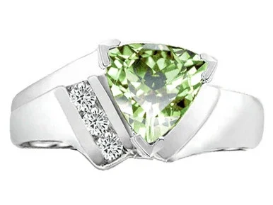 Tommaso Design 7mm Trillion Cut Green Amethyst Ring – 25749B75