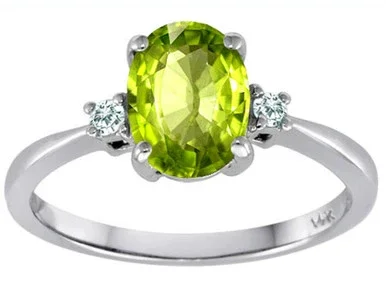Tommaso Design 8x6mm Oval Genuine Peridot Engagement Ring – 305262B7