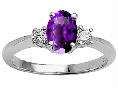 Tommaso Design 9×7 Oval Genuine Amethyst Engagement Ring – 304713B8