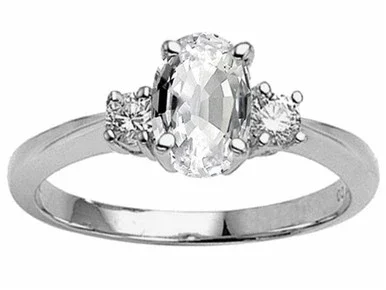 Tommaso Design 9×7 Oval Genuine White Topaz Engagement Ring – 24317A85