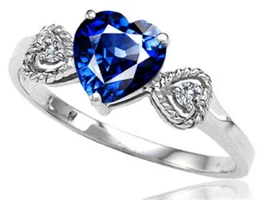 Tommaso Design Created Blue Sapphire Heart Shape Engagement Promise Ring – 305352AF7
