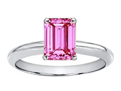 Tommaso Design Created Pink Sapphire Emerald Cut 8x6mm Engagement Ring – 25381B45