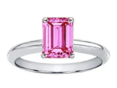 Tommaso Design Created Pink Sapphire Emerald Cut 8x6mm Engagement Ring – 301299AF7