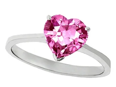 Tommaso Design Created Pink Sapphire Heart Shape 8mm Solitaire Engagement Ring – 301281AF45
