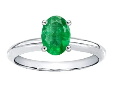 Tommaso Design Genuine Emerald Solitaire Engagement Ring – 24733A7