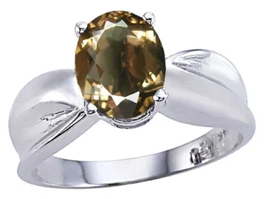 Tommaso Design Oval 9x7mm Genuine Smoky Quartz Ring – 24656B5