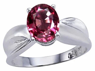 Tommaso Design Oval 9x7mm Simulated Pink Tourmaline Ring – 24653B65