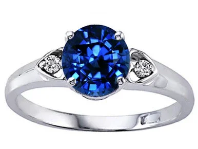 Tommaso Design Round 7mm Created Blue Sapphire Engagement Ring – 303843B6
