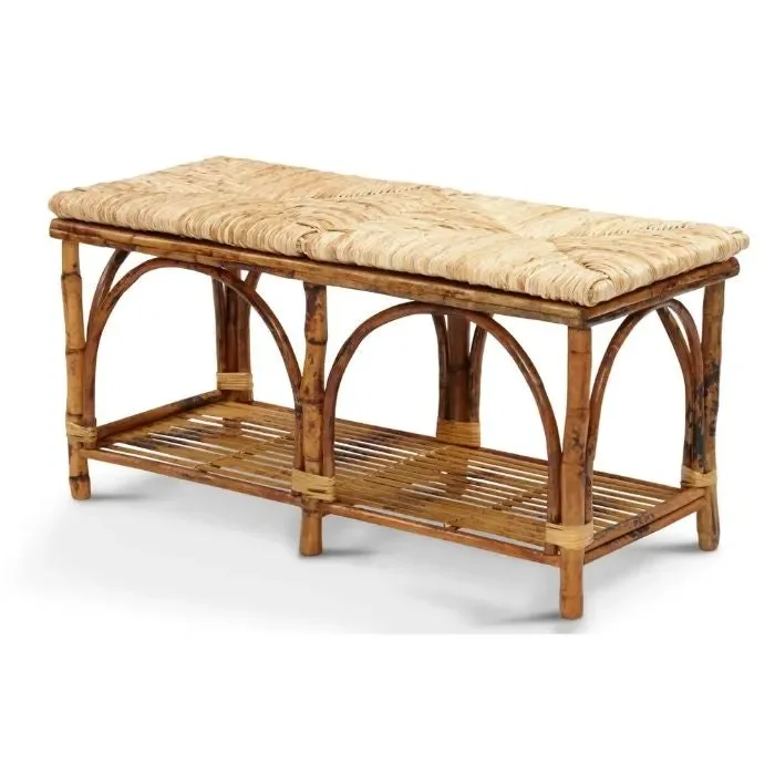 Tortoise Shell Bamboo Rush Seat Bench