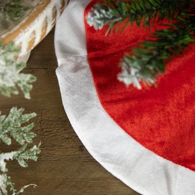 Traditional Mini Christmas Tree Skirt – 18″ – Red and White