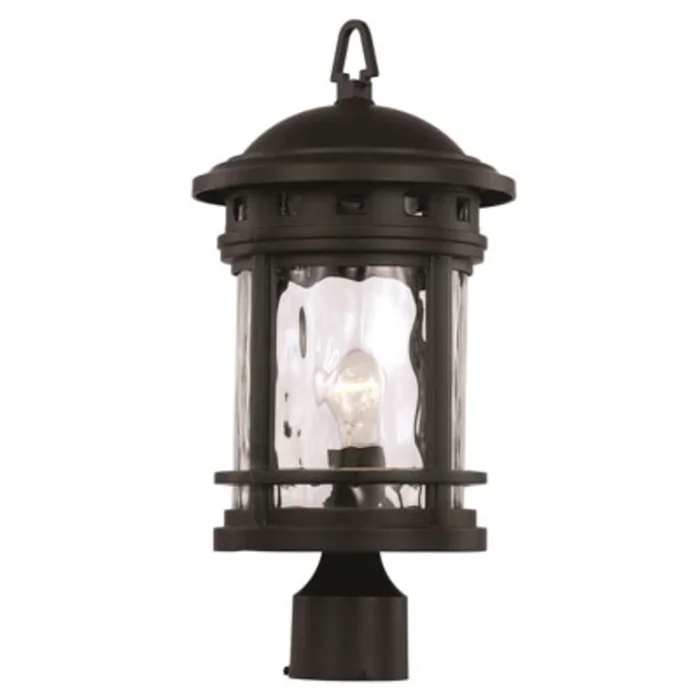 Trans Globe Lighting Boardwalk Single Light 18-1/2″ Tall Outdoor Single Head Post Light with Water Glass Shade