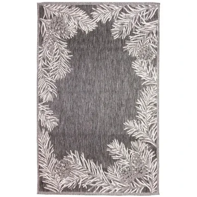 Transocean Malibu Pine Border 7’10” Round Rug With Charcoal Finish MAUD8823547