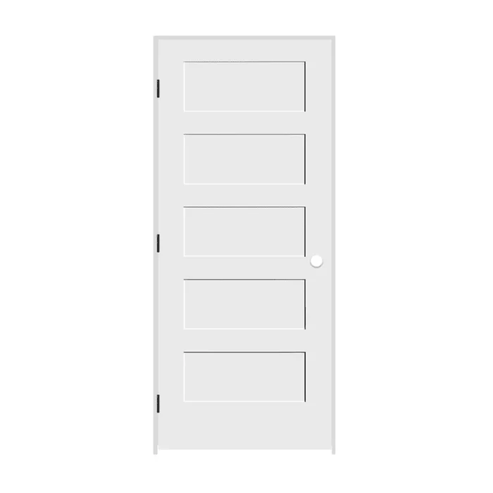 Trimlite 18″ by 80″ Shaker 5-Panel Right Handed Interior Pre-Hung Passage Door with Black Hinges and 7-1/4″ Door Jamb