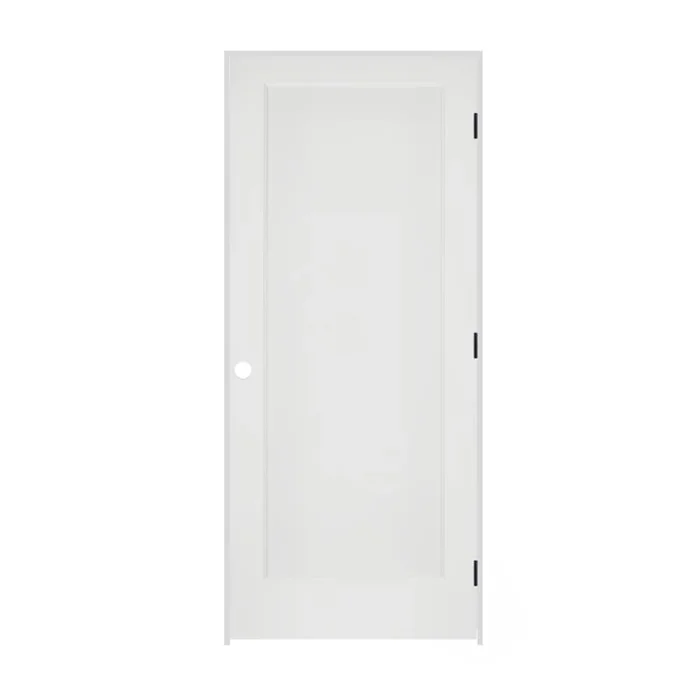 Trimlite 18″ x 80″ 1 Panel Primed Prehung Interior Colonial Left Passage Door with Matte Black Hinges and 7-1/4″ Door Jamb