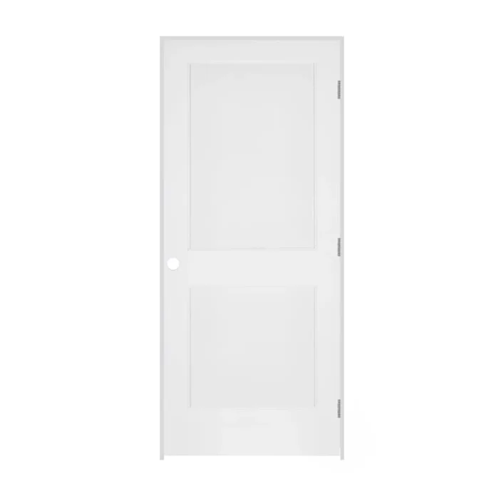 Trimlite 18″ x 80″ 2 Panel Primed Prehung Interior Colonial Left Passage Door with Satin Nickel Hinges and 7-1/4″ Door Jamb