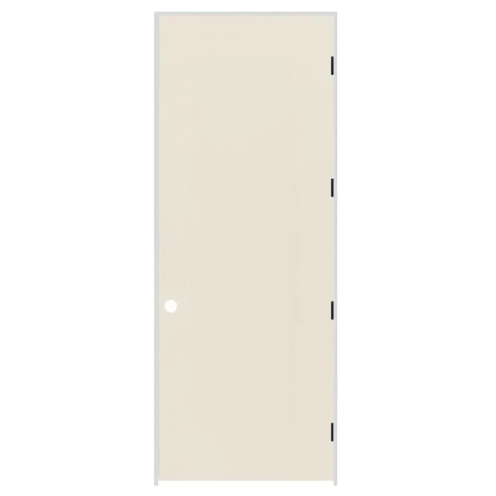 Trimlite 18″ x 96″ Primed Hardboard Hollow Core Flush 6-9/16″ Jamb Left Hand Prehung Door with Black Hinges