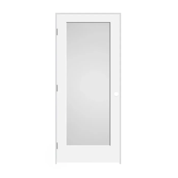 Trimlite 24″ by 80″ 1-Lite Shaker Right Handed Interior Prehung Passage Door with Brushed Chrome Hinges and 6-9/16″ Door Jamb