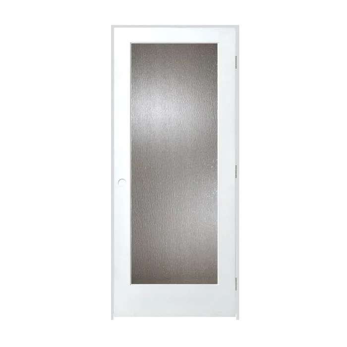 Trimlite 24″ by 80″ 1 Rain Glass Lite Left Handed Ovolo Edge Interior French Door with Brushed Chrome Hinges and 4-9/16″ Door Jamb