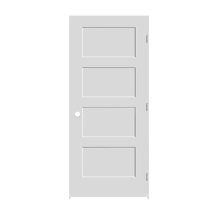 Trimlite 24″ by 80″ Shaker 4-Panel Left Handed Interior Pre-Hung Passage Door with Brushed Chrome Hinges and 7-1/4″ Door Jamb