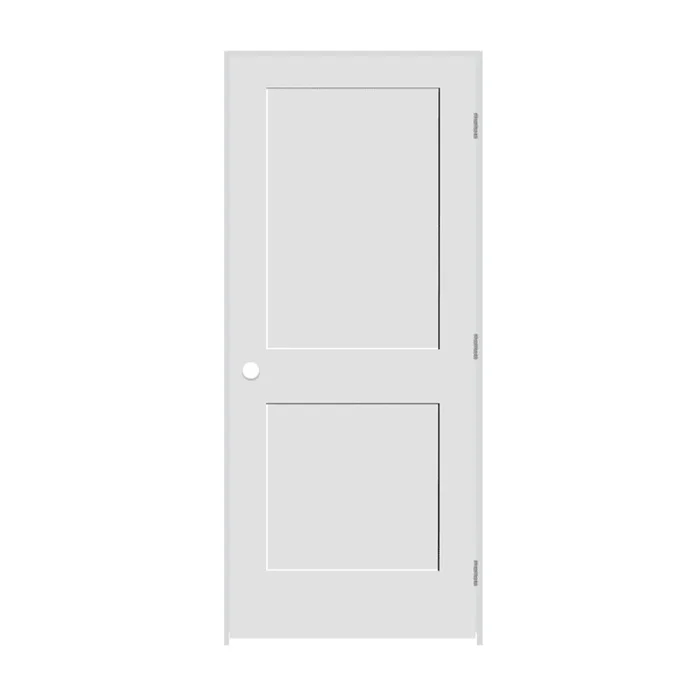 Trimlite 24″ by 84″ Shaker 2 Panel Left Handed Interior Prehung Passage Door with Brushed Chrome Hinges and 7-1/4″ Door Jamb