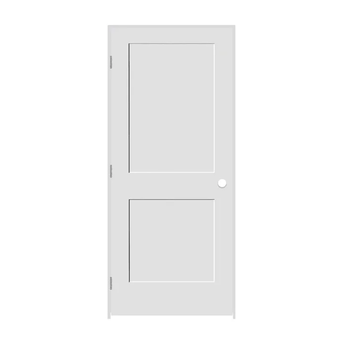 Trimlite 24″ by 84″ Shaker 2 Panel Right Handed Interior Prehung Passage Door with Satin Nickel Hinges and 7-1/4″ Door Jamb