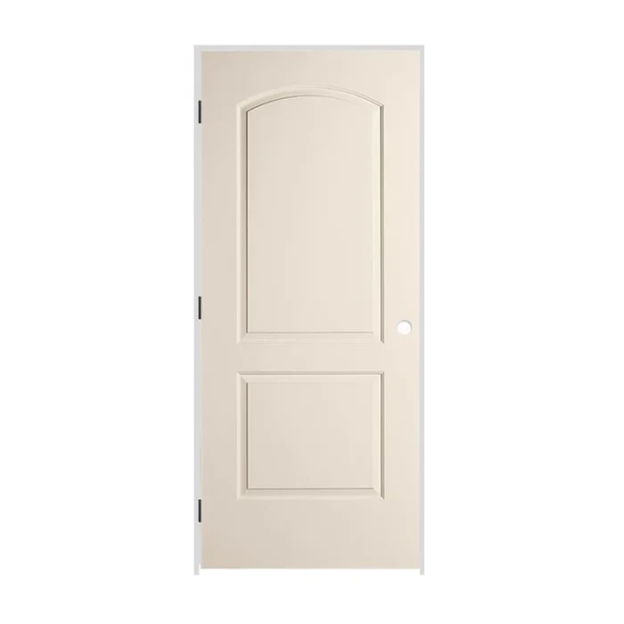Trimlite 24″ x 80″ Primed 2-Panel Arch Top Caiman Molded Hollow Core 6-9/16″ Jamb Right Hand Prehung Door with Black Hinges