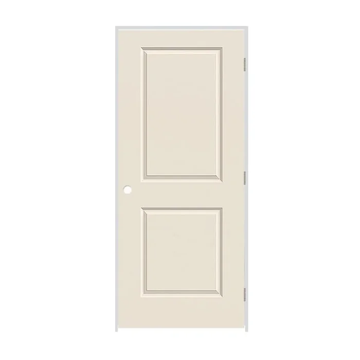 Trimlite 24″ x 80″ Primed 2-Panel Carrera Molded Solid Core 6-9/16″ Jamb Left Hand Prehung Door with Satin Nickel Hinges