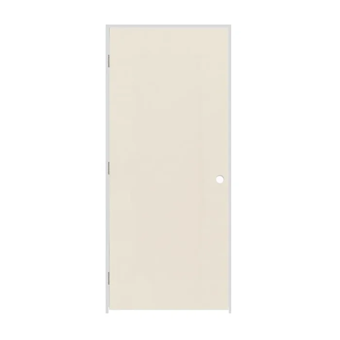 Trimlite 24″ x 84″ Primed Hardboard Hollow Core Flush 4-9/16″ Jamb Right Hand Prehung Door with Satin Nickel Hinges