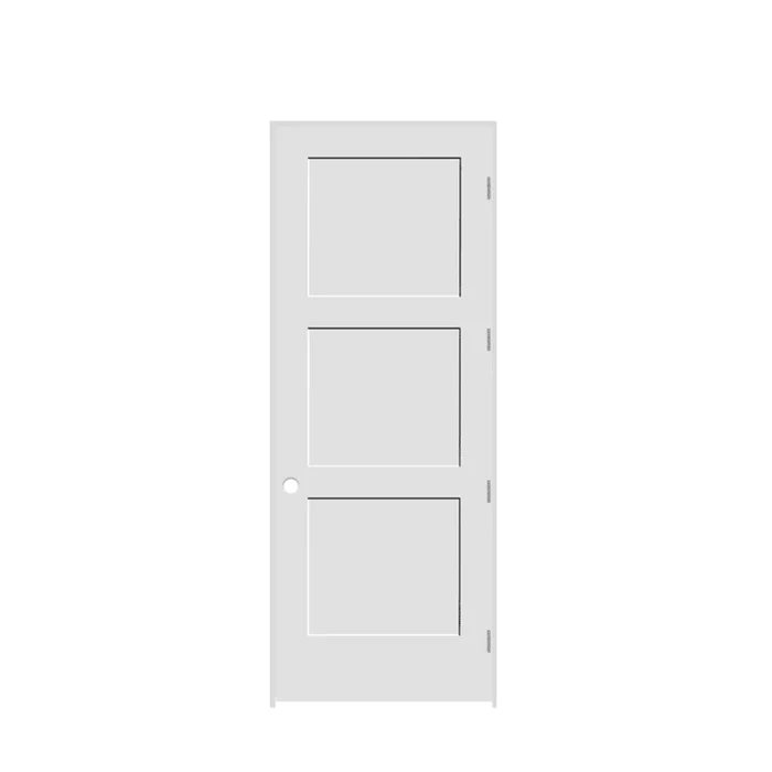 Trimlite 28″ by 96″ Shaker 3-Panel Left Hand Handed Interior Pre-Hung Passage Door with Brushed Chrome Hinges and 7-1/4″ Door Jamb