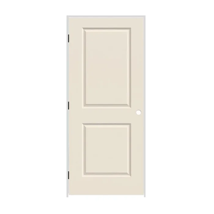 Trimlite 28″ x 80″ Primed 2-Panel Carrera Molded Solid Core 4-9/16″ Jamb Right Hand Prehung Door with Black Hinges