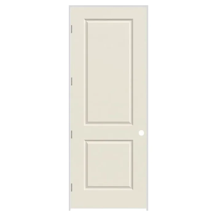 Trimlite 28″ x 96″ Primed 2-Panel Carrera Molded Solid Core 6-9/16″ Jamb Right Hand Prehung Door with Brushed Chrome Hinges