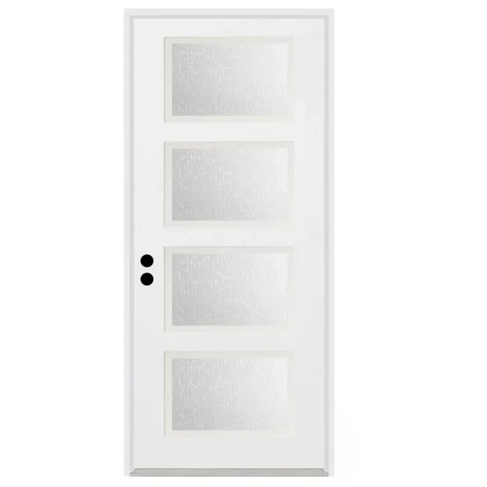 Trimlite 36″W x 96″H Rain 4 Lite Contemporary Right Handed Exterior Prehung Entry Door with Black Hinges, 6-9/16″ Door Jamb, and Mill Sill