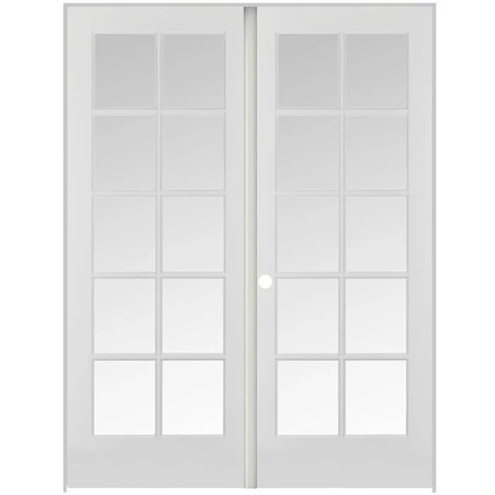 Trimlite 72″ by 80″ 20 Clear Glass Lite Right Hand Active Ovolo Edge Interior Double French Door with Astragal, Black Hinges and 6-9/16″ Door Jamb