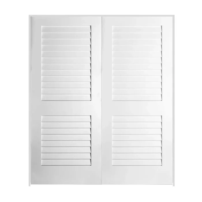 Trimlite 72″ by 80″ Louver Left, Right Handed Pre-Hung Interior Passage Door with 4-9/16″ Door Jamb and Satin Nickel Hinges