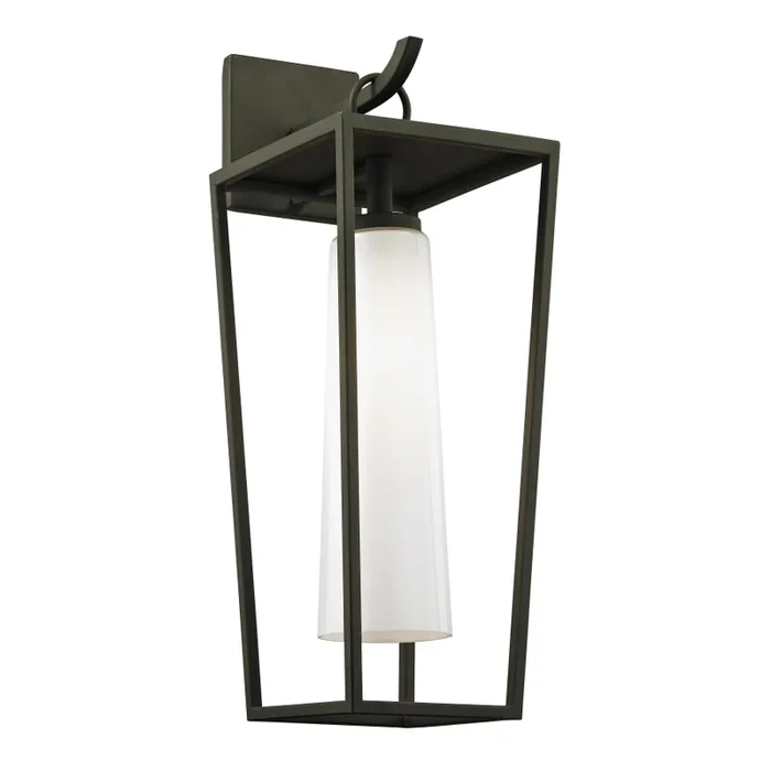 Troy Lighting Mission Beach Single Light 19-1/2″ Tall Outdoor Wall Sconce with Opal Glass Tapered Shade