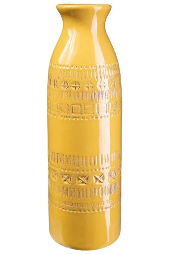 Urban Trends Ceramic Round Vase With Yellow Finish 12762