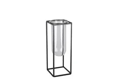 Urban Trends Metal Square Vase With Black Finish 59314