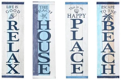 Urban Trends Wood Rectangle Wall Art With Blue Finish 16904-AST