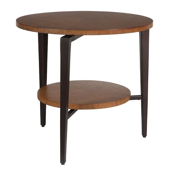 Uttermost Loddon 27″ Diameter Oak and Metal Accent Table
