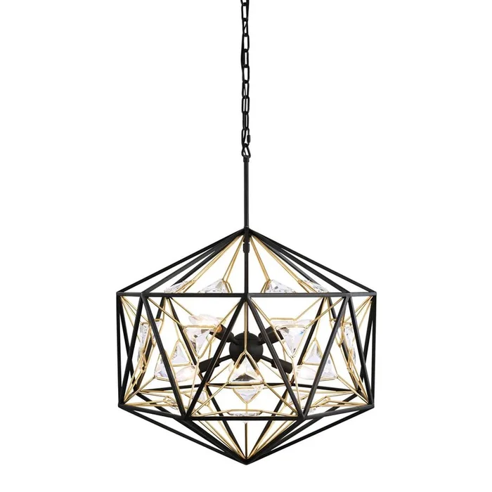 Varaluz Marcia 8-Lt Orb Pendant – Matte Black/French Gold