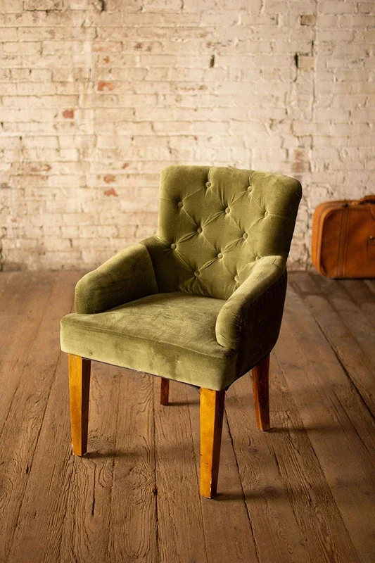 Velvet arm chairs- avocado