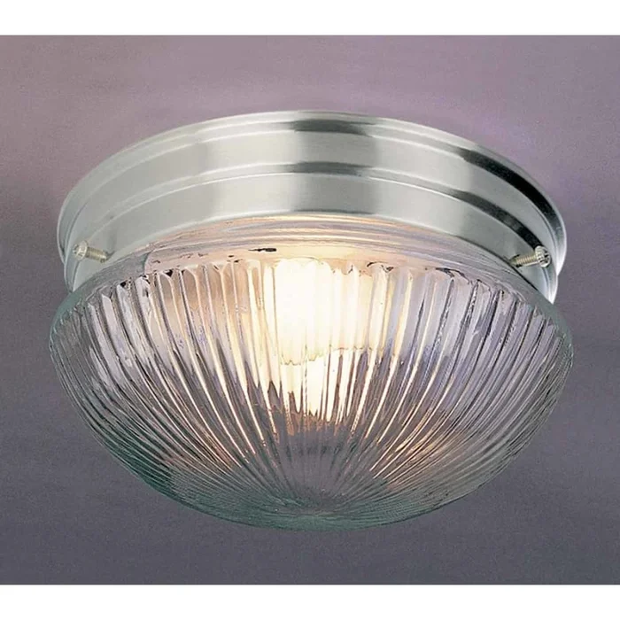 Volume Lighting 1 Light 7″ Flush Mount Ceiling Fixture with Clear Ribbed Glass Shade