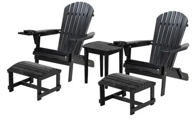 W Unlimited 2 Foldable Chairs With Ottoman And 1 End Table SW2136BK-CH2OT2ET