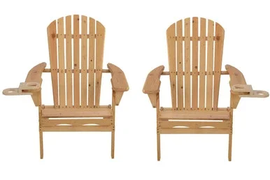 W Unlimited Set Of 2 Foldable Adirondack Chair With Cup Holder SW2136NCSET2