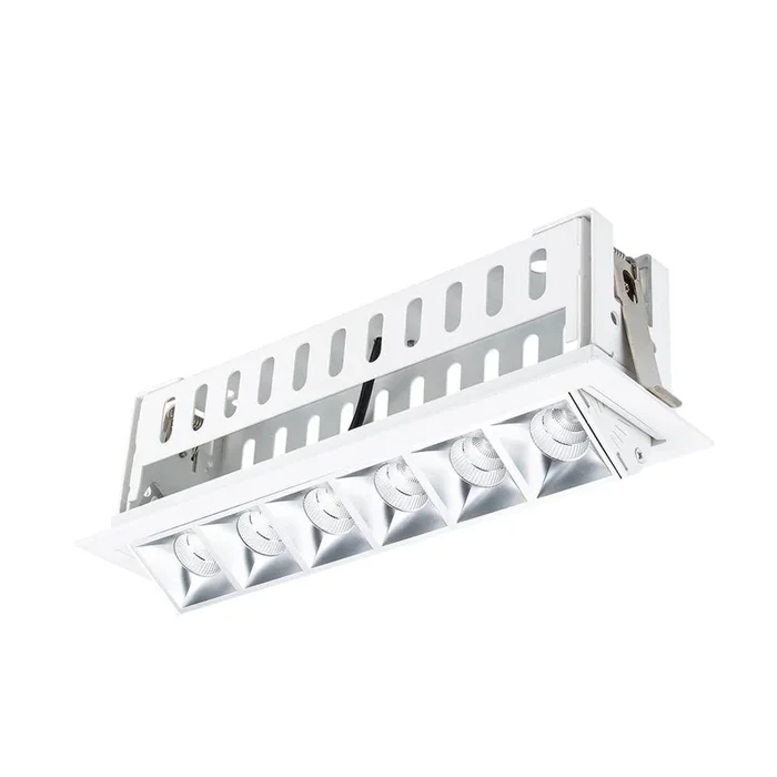 WAC Lighting Multi Stealth Adjustable Trim 6 Cell Narrow Flood Beam 3500K 90CRI in Haze/White