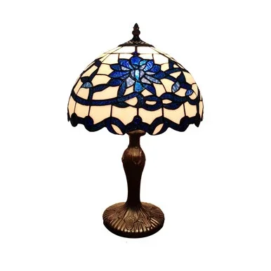 Warehouse of Tiffany Flower Design Glass And Bronze Table Lamp TF473-12TL