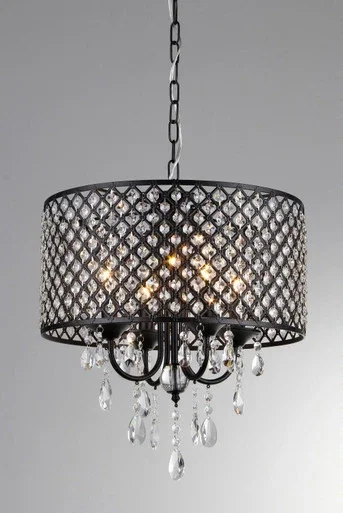 Warehouse of Tiffany Monet 4 Light Black 17″Crystal Round Chandelier SU7139-4B