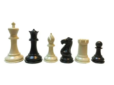 WE Games Tournament Staunton Triple Weighted Plastic Chessmen in Black & Cream – 3.75 in. King