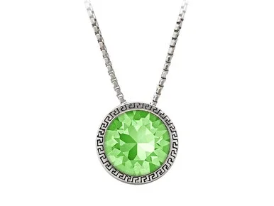 Wind and Fire August 8mm Crystal Birthstone Greek Key Necklace 18 Inches in Sterling Silver WF3608ST