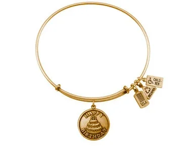 Wind and Fire Expandable Bangle Happy Birthday in Brass CGWF371GAU
